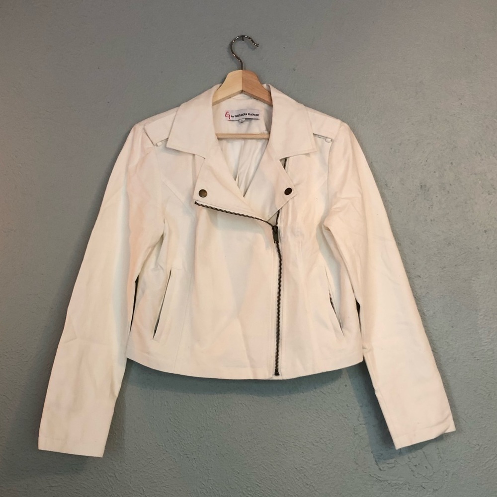 Modern Canvas Cropped Moto Jacket